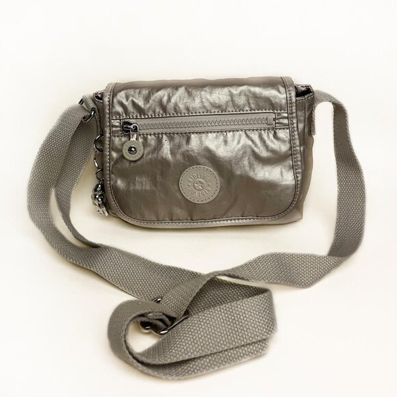 CREAM METALLIC KIPLING CROSSBODY BAG - Picture 1 of 4